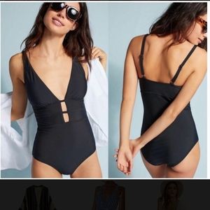 Anthropologie Allihop womens large 1 piece plunging swimsuit